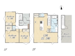 【C号地　参考プラン】
Plan：3LDK+WIC+SIC+Pantry+ルーフバルコニー
土地面積：84.89㎡（25.67坪）
建物面積：101.43㎡（30.68坪）
建物参考価格：2000万円