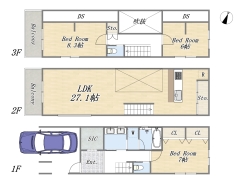 【1区画分購入　参考間取りプラン】
3LDK+SIC+ビルドインガレージ
建物参考価格　12，480万円
建物面積　Ａ区画:82.56m2
土地建物総額　15,810万円