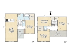 【14号棟】
Plan：4LDK+2WIC+Pantry+ワイドバルコニー+カースペース2台
土地面積：142㎡（42.95坪）
建物面積：106.40㎡（32.18坪）