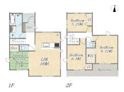 【6号棟】
4LDK+WIC+ワイドバルコニー+カースペース
土地面積：141.00m²（42.65坪）
建物面積：99.36m²（30.05坪）