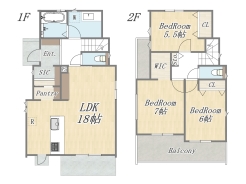 【1号地】
Plan：3LDK+WIC+SIC+Pantry
建物面積：86㎡｜建物参考価格：2000万円