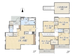 4LDK+小屋裏収納+カースペース+庭