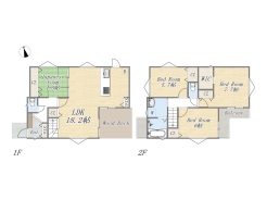 【3号棟】
Plan：4LDK+WIC+ウッドデッキ+カースペース
土地面積：125.35㎡（37.91坪）
建物面積：100.14㎡（30.29坪）