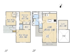 【間取り図】2SLDK+WIC+Pantry+Loft+カースペース2台分