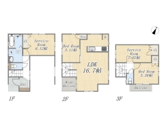 【2号地　参考プラン】
2LDK+2S+ワイドバルコニー+ビルトインガレージ
建物参考価格：1500万円／建物面積：105.77㎡／土地建物総額：6980万円～
