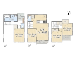 【1号地　参考プラン】
4LDK+ビルトインガレージ
建物参考価格：1500万円／建物面積：101.43㎡／土地建物総額：7080万円～
