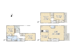 【8号地　参考プラン】
2LDK+3S+ワイドバルコニー+ビルトインガレージ
建物参考価格：1500万円／建物面積：121.99㎡／土地建物総額：6780万円～
