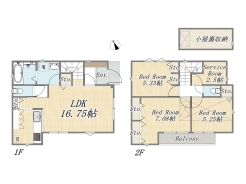 Plan：3SLDK+小屋裏収納+カースペース2台