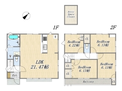 【1号地　参考プラン】
建物参考価格：1300万円／建物面積：93.34㎡
