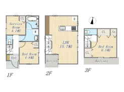 【B号地　参考プラン】
建物参考価格：3180万円／建物面積：77.41㎡
