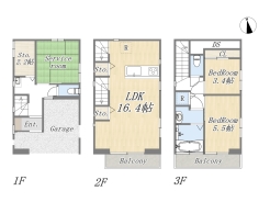 【間取り図】2SLDK+ビルトインガレージ