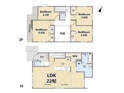 【間取り図】4LDK+WIC+カースペース3台

