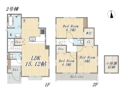 【間取り図:2号棟】3LDK+WIC+SIC+小屋裏収納+カースペース