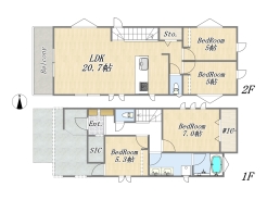 【A号地　参考プラン】
建物面積：102.67㎡　4LDK+SIC+WIC
