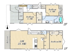 【B号地　参考プラン】
建物面積：102.69㎡　4LDK+SIC+WIC