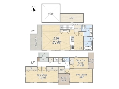 【間取り図】
2SLDK+WIC+Pantry+Loft+2ウッドデッキ+ワイドバルコニー+カースペース2台可