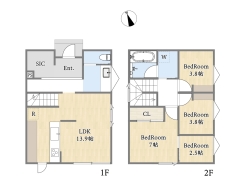 【1号地　参考プラン】
3SLDK+SIC／建物面積：78.66㎡
