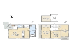 【間取り図】A号棟　2SLDK+Loft+カースペース1台
