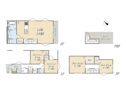 【間取り図】A号棟　2LDK+2S+WIC+SIC+ルーフバルコニー+ビルトインガレージ
