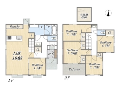 【間取り図】2号棟　5LDK+SIC+小屋裏収納+カースペース2台

