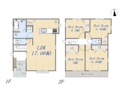 【間取り図】E号棟　4LDK+カースペース2台可
