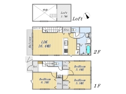 【間取り図】
1号棟　3LDK+Loft+カースペース2台