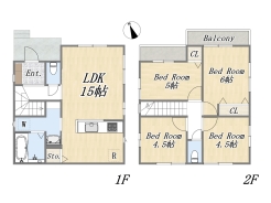 【間取り図】
2号棟　4LDK+カースペース2台