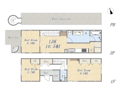 【間取り図】3LDK+SIC+pantry+ルーフバルコニー
