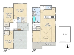 【間取り図】2SLDK+WIC+パントリー+床下収納