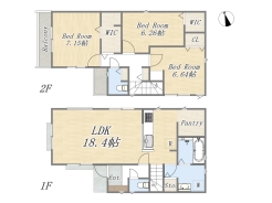 【4号棟】3LDK+2WIC+カースペース2台