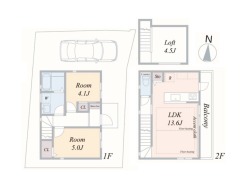 【間取り図】2LDK+ロフト+カースペース
