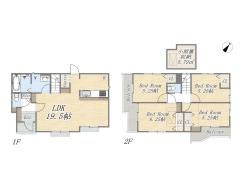 【間取り図】5号棟　4LDK+pantry+小屋裏収納+カースペース2台可