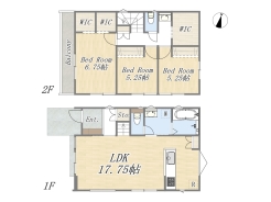 【間取り図】3LDK+3WIC+カースペース2台可