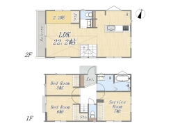 【間取り図】2SLDK+キャットウォーク+カースペース2台可
