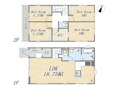 【間取り図】4LDK+WIC+SIC+カースペース
