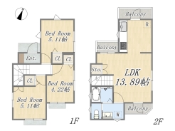 【間取り図】3LDK+カースペース
