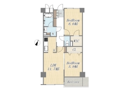 【間取り図】2LDK+WIC
