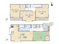 【間取り図】4LDK+小屋裏収納+カースペース