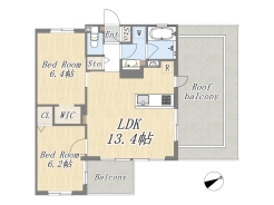 【Plan】2LDK+WIC+ルーフバルコニー