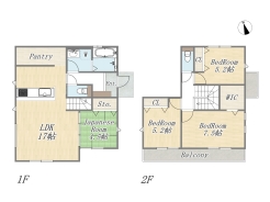 【1号地　参考プラン】
建物面積：100㎡（30坪）/建物参考価格：1603万円