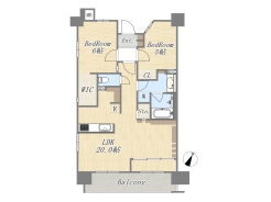 【間取り図】2LDK+WIC+ワイドバルコニー