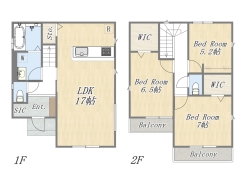 【1号地】
Plan：3LDK+2WIC+SIC+カースペース2台可