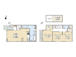 【間取り図】1LDK+2S+2WIC+小屋裏収納+カースペース
