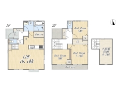 【C号地　参考プラン】
3LDK+Pantry+小屋裏収納
建物参考価格：2270万円
建物面積：89.91㎡
