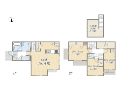 【D号地　参考プラン】
3LDK+Pantry+小屋裏収納
建物参考価格：2240万円
建物面積：89.78㎡
