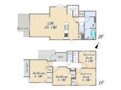 【間取り図】2LDK+2S+床下収納
