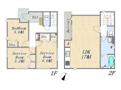 【間取り図】1LDK+2S+床下収納

