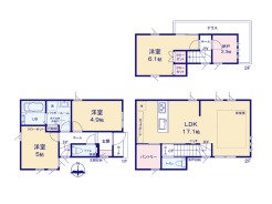 【間取り図】3SLDK+パントリー+カースペース
