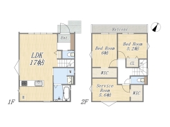 【建物プラン例：2号地】2SLDK+2WIC+カースペース2台