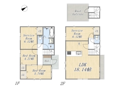 【間取り図】2LDK+2S+ルーフバルコニー
